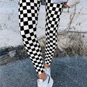 Checkered Black and White Women's Pants